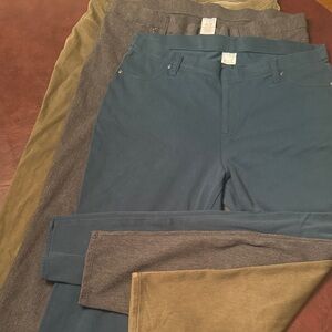 Women’s Jeggings 3 pair - Teal Blue, Gray, Olive Green - XL